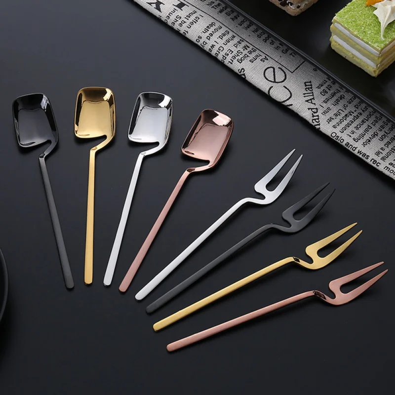 

European Style Simple Coffee Spoon Dessert Fork Unique Long Handle Spoon For Wall Hanging