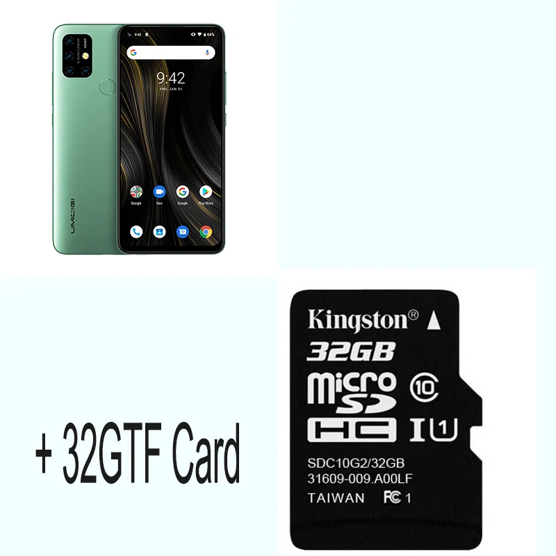 UMIDIGI power 3 Android 10 48MP Quad AI камера 6150 мАч 6,5" FHD+ 4 Гб 64 Гб Helio P60 глобальная версия смартфон NFC мобильный телефон - Цвет: Green N 32G card