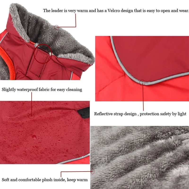 Зимняя теплая куртка для собак, одежда S/M/L/XL/XXL, Рождественская одежда для собаки, 3 цвета, одежда для собак, теплая водонепроницаемая ветрозащитная одежда