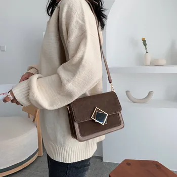 

Women's Fashion Matte Retro Stitching Multicolor Generous Chain Messenger Bag Casual Buckle Bag Shoulder Bag 2020 Женская Сумка