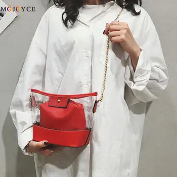 

2pcs/set Shoulder Clear Messenger Handbags Women PVC Crossbody Bags Clutch