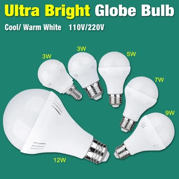

LED Bulb Light Lamp Bombilla Spotlight 3/7/9/12W Cool/Warm 220V E27 High Efficency Cold/Warm Table Lamps light Less Exhaustion