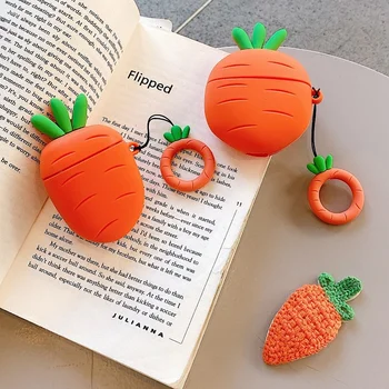 

Silicone Earphone case For Airpods pro case 3D cartoon carrot cover Protective cover For apple Air pods For earpods case capa