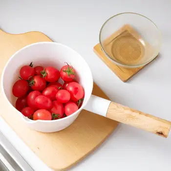 

Plastic Kitchen Deep Water Scoop With Wooden Handle Multifunction Washing Fruits Vegetables Basket Tools