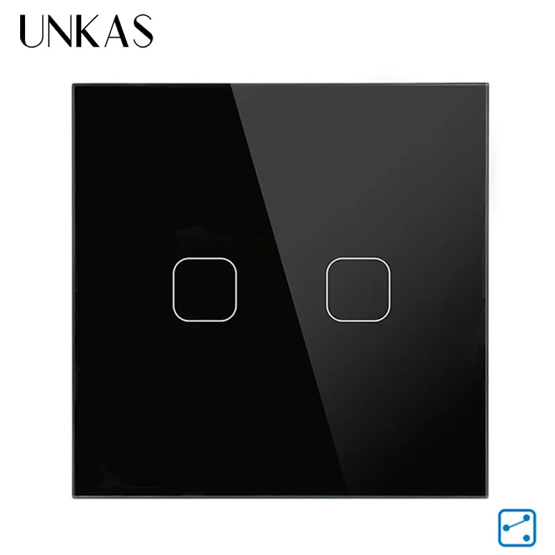 

UNKAS EU Stanard Touch Switch 1 Way/ 2 Way Touch Switch, 1/2/3 Gang Crystal Glass Panel Light Wall Touch Screen Switch