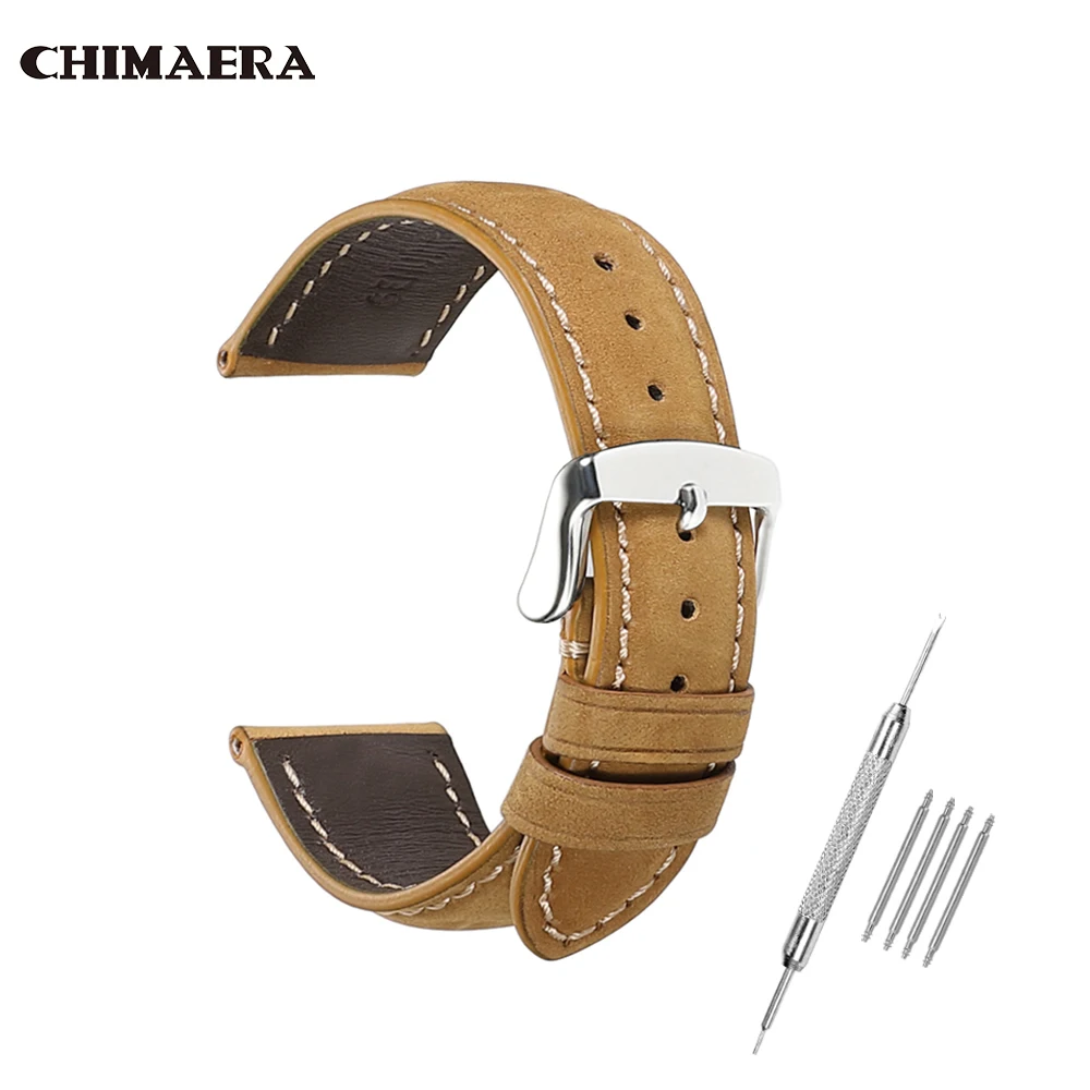 CHIMAERA ремешок для часов из натуральной кожи Ремешки наручных 18 мм 19 20 21 22 24 черный
