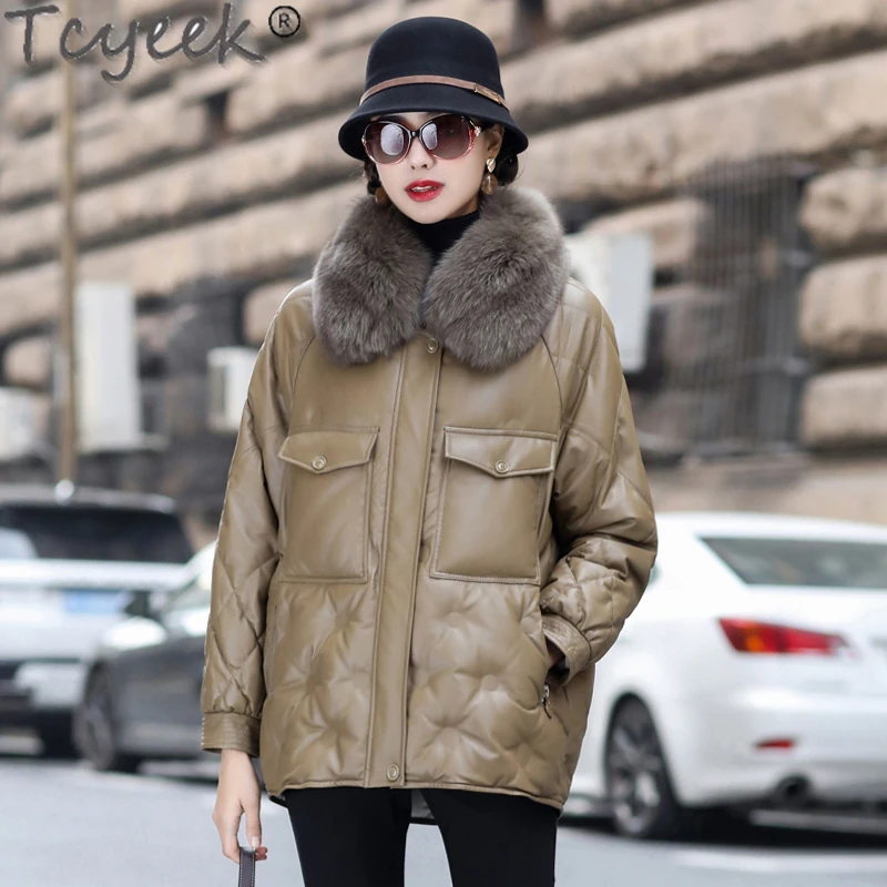 Tcyeek Chaqueta de plumas de ganso blanco para abrigo informal de de zorro con cuello, Gxy1245, Invierno 90%|Chaquetas cuero| - AliExpress
