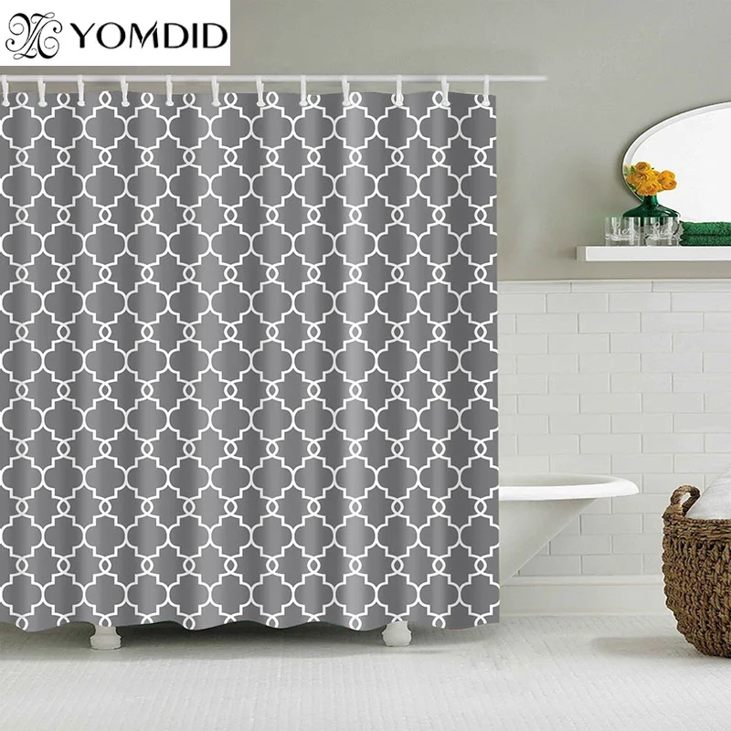 

Waterproof Shower Curtains for Bathroom Home Decor Polyester Fabric Shower Curtains Geometric Pattern Multi-size Shower Curtains