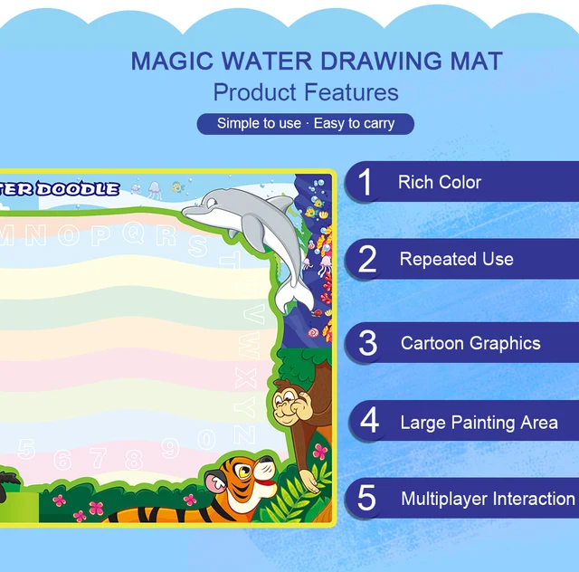 Kids Water Magic Doodle Mat Dinosaur Style Drawing Mat & Pens