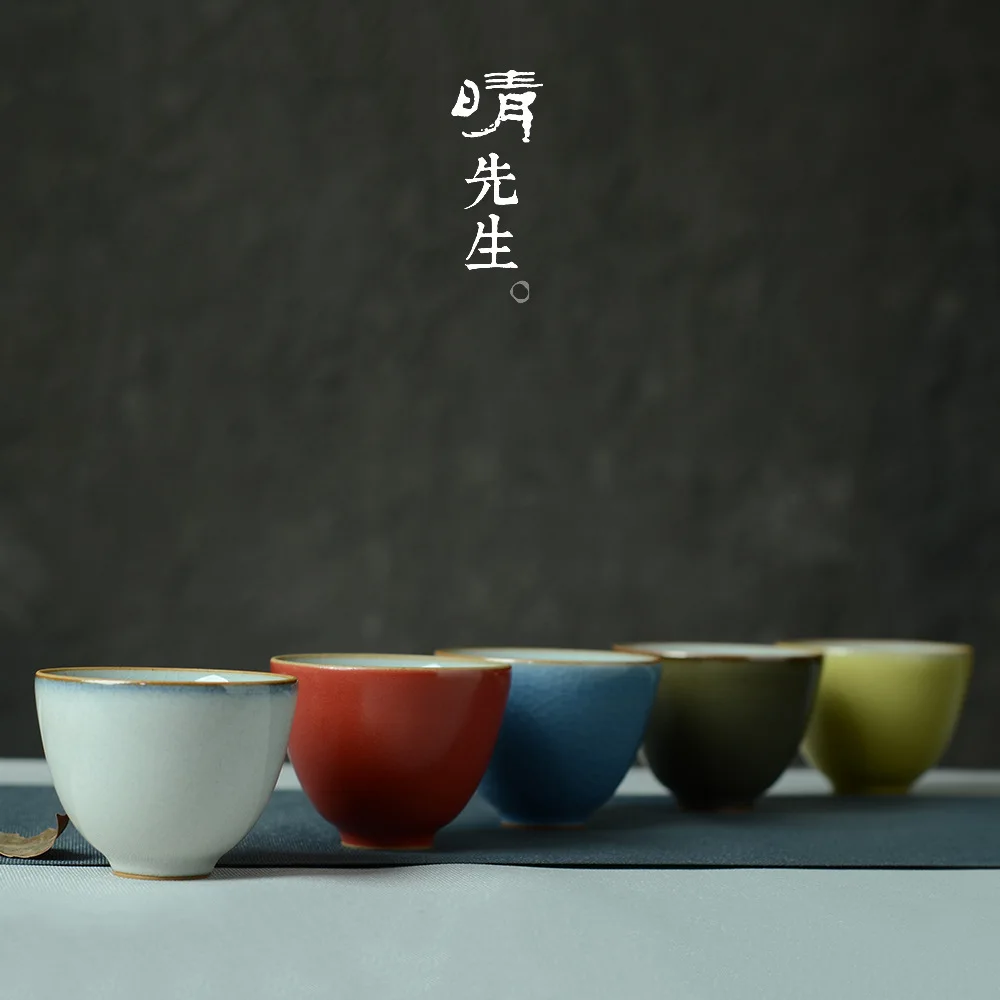

Jindezhen Five Color Ru Kiln Teacup Porcelain Ware With Light Glazed Mouth-rim And Foot-rim Of Purple Or Iron Color Sip Tea Cup