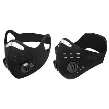 

Men/Women Activated Carbon Dust-proof Cycling Face Mask Double Valves PM2.5 Respirator Face Warmer With Magic Sticker