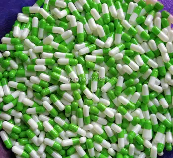 

4# 5,000pcs!Apple Green-White colored capsules,hard gelatin empty capsules size 4! (joined or seperated capsules available!)