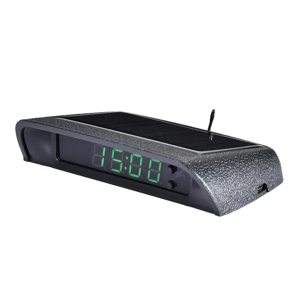 Car Clock Auto Internal Stick-On Digital Watch Solar Powered 24-Hour With Built-in Battery Decoration |