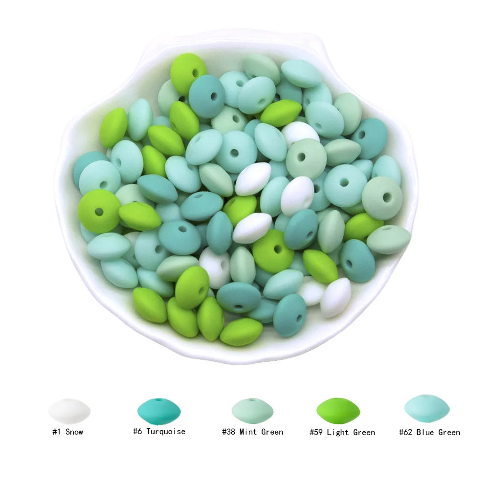 Cute-Idea 20Pcs Silicone Lentil Beads 12MM Baby Abacus Teething Beads BPA Free Newborn Baby Rodent Pacifier Chain Toy Baby goods