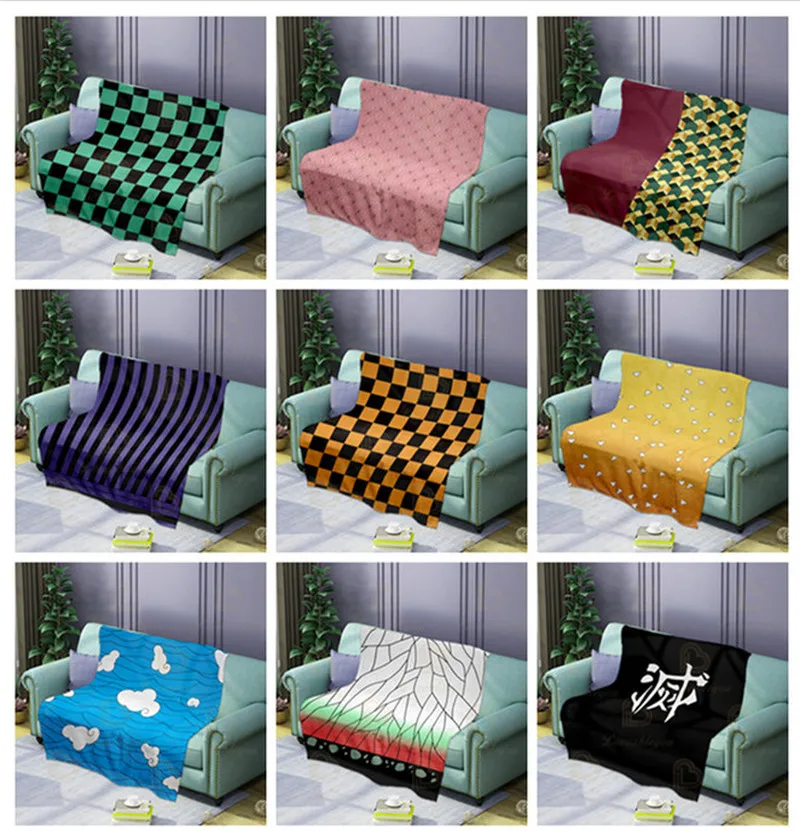 

Watching Blanket Anime Demon Slayer Print Velvet Home Sofa Sleeping Blanket for Beds Car Fleece Camping Blanket