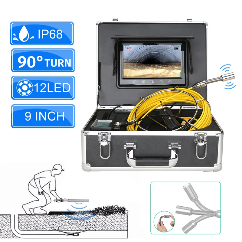 Sewer Inspection Camera with Locator 9 inch LCD with DVR Pipe Video