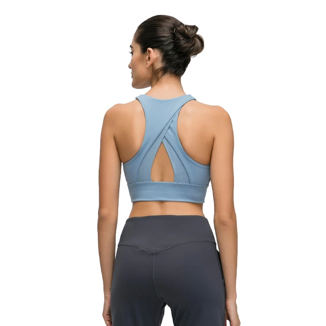 Push Up High Neck Sports Bras Women Cut-Out Racer Back Padded Yoga