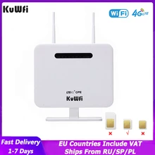 

KuWFi Unlocked 4G Wifi Router RJ45 LAN Port Support 4G SIM Card Solt 150Mbps Portable Wireless Router With External Antennas VPN