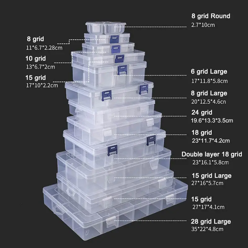 Sale Adjustable 3-36 Grids Compartment Plastic Storage Box Jewelry Earring Bead Screw Holder Case Display Organizer Container