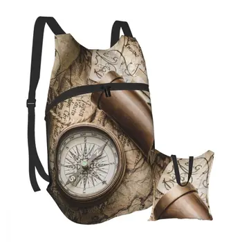 

Lightweight Packable Backpack Foldable Vintage Compass Sextant Spyglass And Old Map ultralight Outdoor Folding Handy Travel