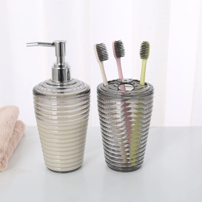 HOT 4Pcs Plastic Bathroom Accessories Set Toothbrush Holder Soap Dish Dispenser Tumbler
