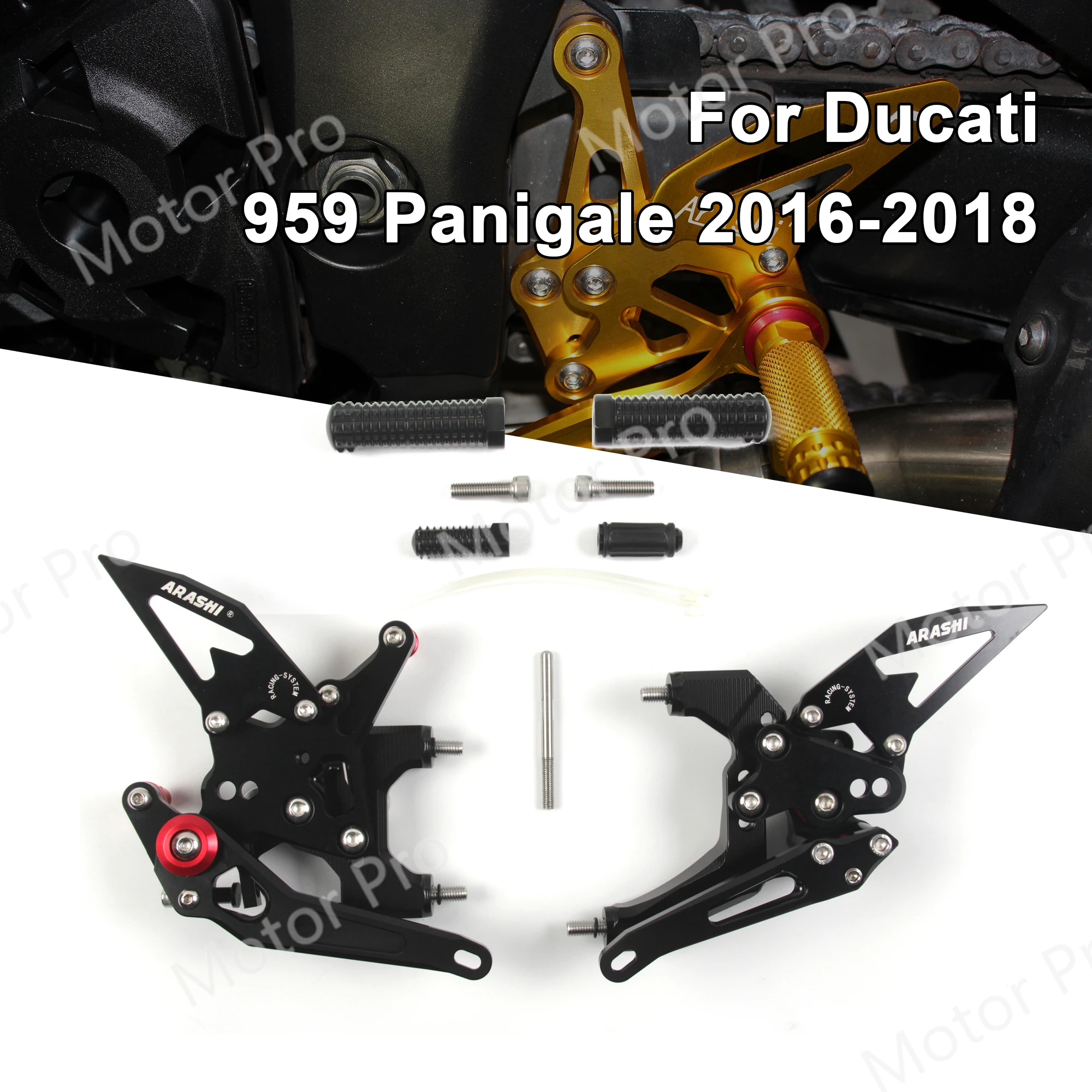 Adjustable Footrests For Ducati 959 Panigale 2016 - 2019 Motorcycle Accessories Foot Peg Rest Rearsets Pedal CNC Aluminum BLACK |