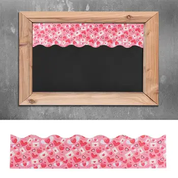 

70pcs Heart Pattern Border Stickers Scalloped Border Trim Decoration for Chalkboard Mirror Frame (2 Colors)