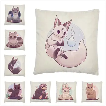 

Fox/Cat/Dog/Penguin/Lion cartoon pattern Linen Cushion Cover Pillow Case for Home Sofa Car Decor Pillowcase 45X45cm