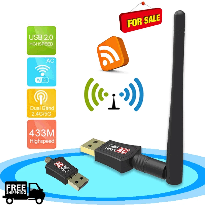 AC600 Мбит/с двухдиапазонный 2,4/5 ГГц беспроводной Интернет USB WiFi сетевой антенный адаптер
