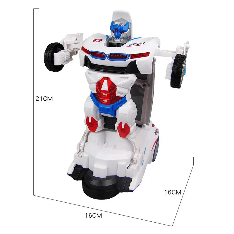Beste Kid Speelgoed Elektrisch Licht Muziek Vervorming Racing auto Transformatie Robot Voertuig Auto Kid Gift