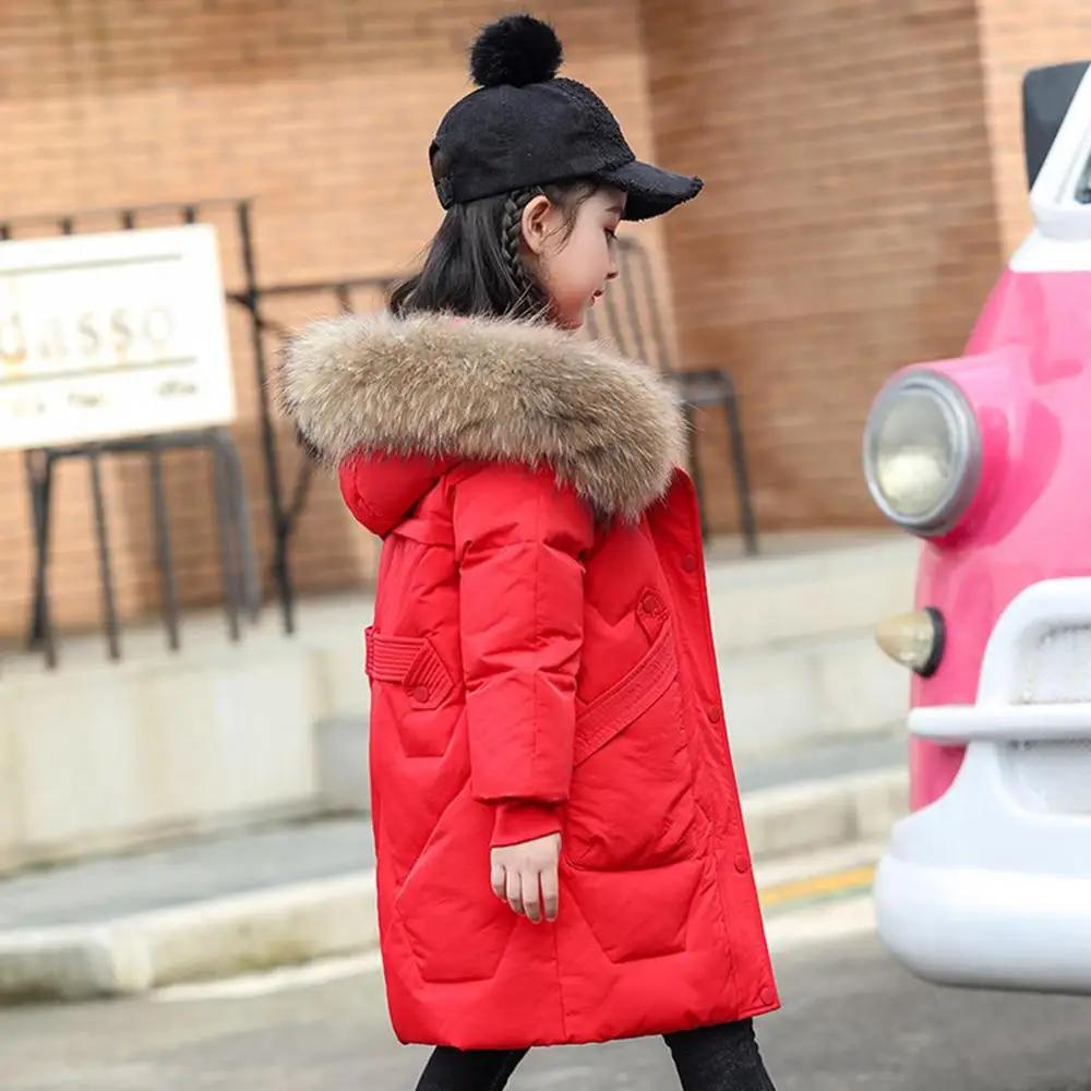 Children's Winter Down Cotton Coat Teenage Girls Solid Parka & Coats Kids Thicken Warm Long Jackets Toddler Hooded Outerwear8 12