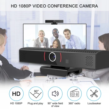 

Wide Angle Webcam, Large View Video Conference Camera, Full HD 1080P Live Streaming Web Cam with Built-in Microphone Auto Focus