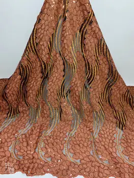 

African Sequins Lace Fabrics 5 yards 2020 Royal French Lace Guipure Lace Fabric For Party Nigerian Sequins Lace Fabric Wedding