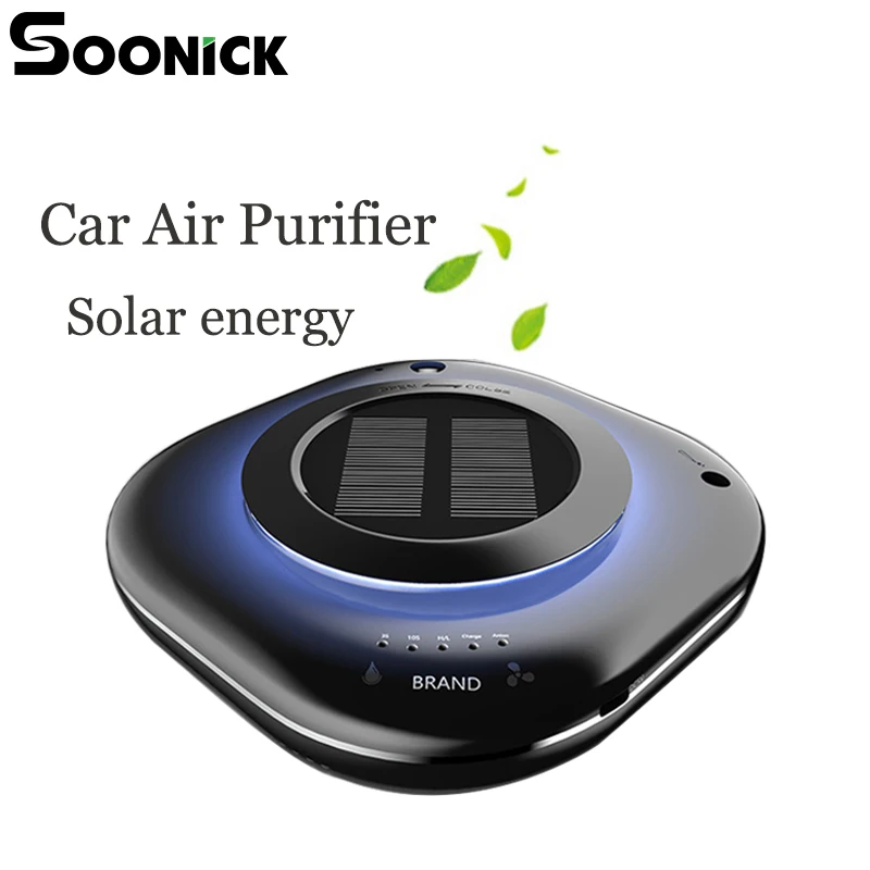 Soonick purificador de ar portátil de energia solar binuclear anion ar mais limpo remover formaldeído umidificador ajustável acessórios do carro