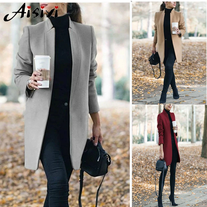 Winter Coats and Jackets Women Plus Size Long Wool Coat Warm Korean Elegant Vintage Coat Female Cloak Cape Khaki Jacket