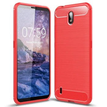 

30pcs/lot Shockproof Rugged Brushed Soft TPU Armor Carbon Fiber Case For Nokia C1