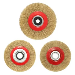 Roue de brosse métallique pour polisseuse d'établi + anneaux adaptateurs réducteurs, 6 pouces 150Mm 