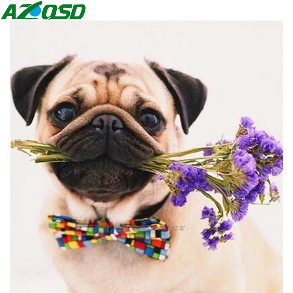 AZQSD полная площадь Алмазная вышивка собаки животные рукоделие декор для дома Полный Алмазный мозаика детская 5D DIY