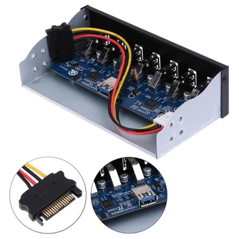 

Drive Bay Metal Desktop 19 Pin 7-Ports 5.25" Front Panel Cable Black USB 3.0 Hub For PC Computer Fast Charging Adapter