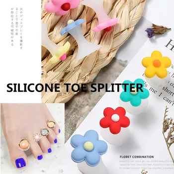 

Nail Silicone Finger Separator Japanese Fudge Toe Separator Daisy Purple Flower Drop-shaped Nail Toe Separator 8pcs/lot
