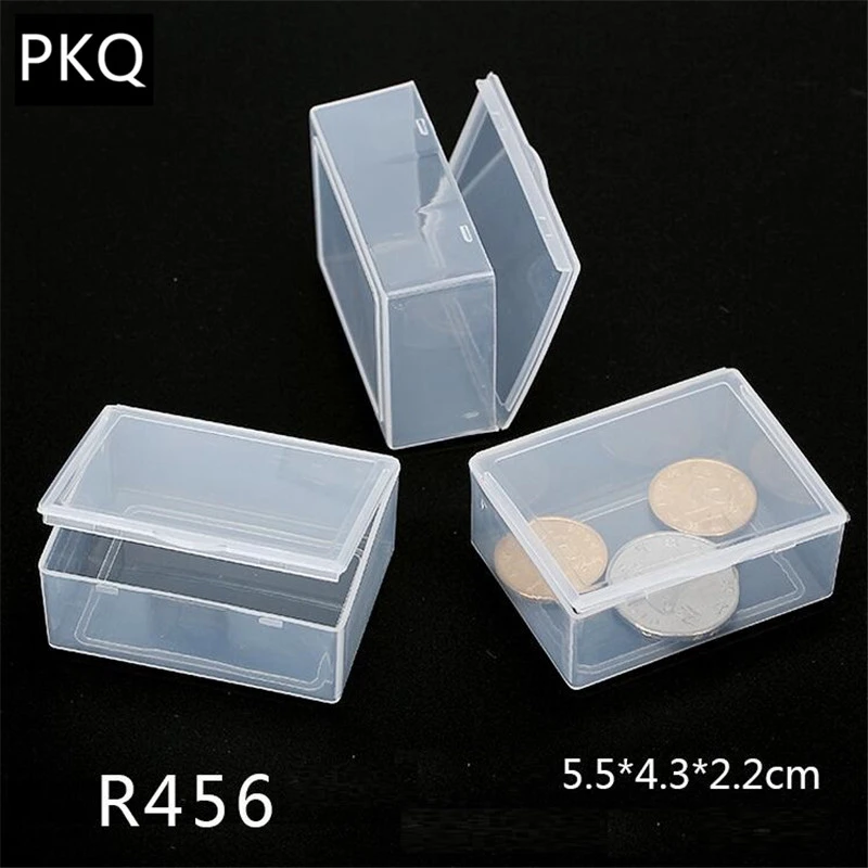 50 Uds. 5,5x4,3x2,2 cm Mini cajas de plástico pequeñas Cajas de Regalo transparentes monedas/piezas de de almacenamiento de joyas/accesorios organizador caso|Cajas y recipientes de almacenamiento| -