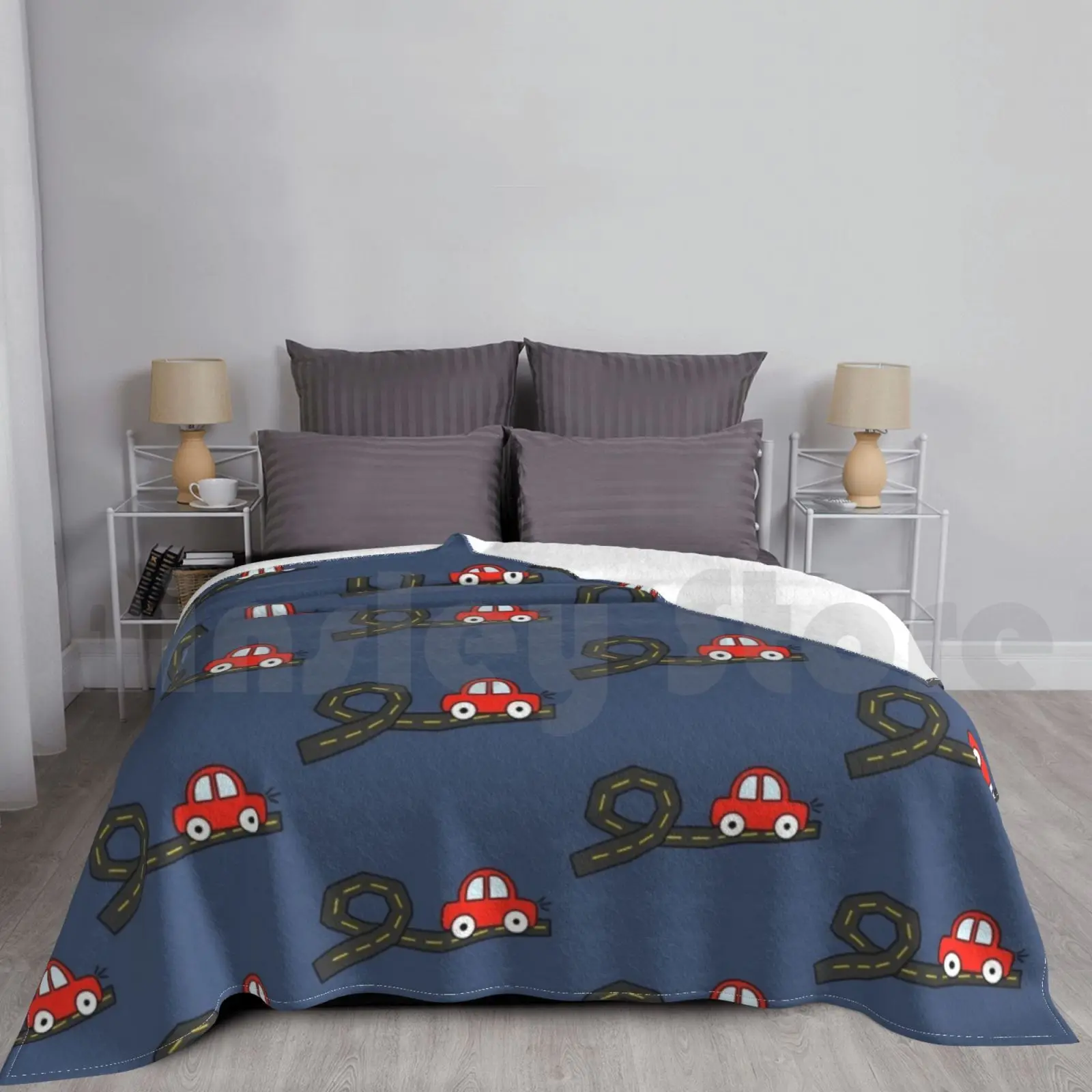 

Little Red Car Blanket Fashion Custom 2541 Car Red Road Vehicle Light