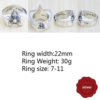 

A125 s925 sterling silver ring personalized fashion retro punk style five-pointed star letter shape to give a friend a gift