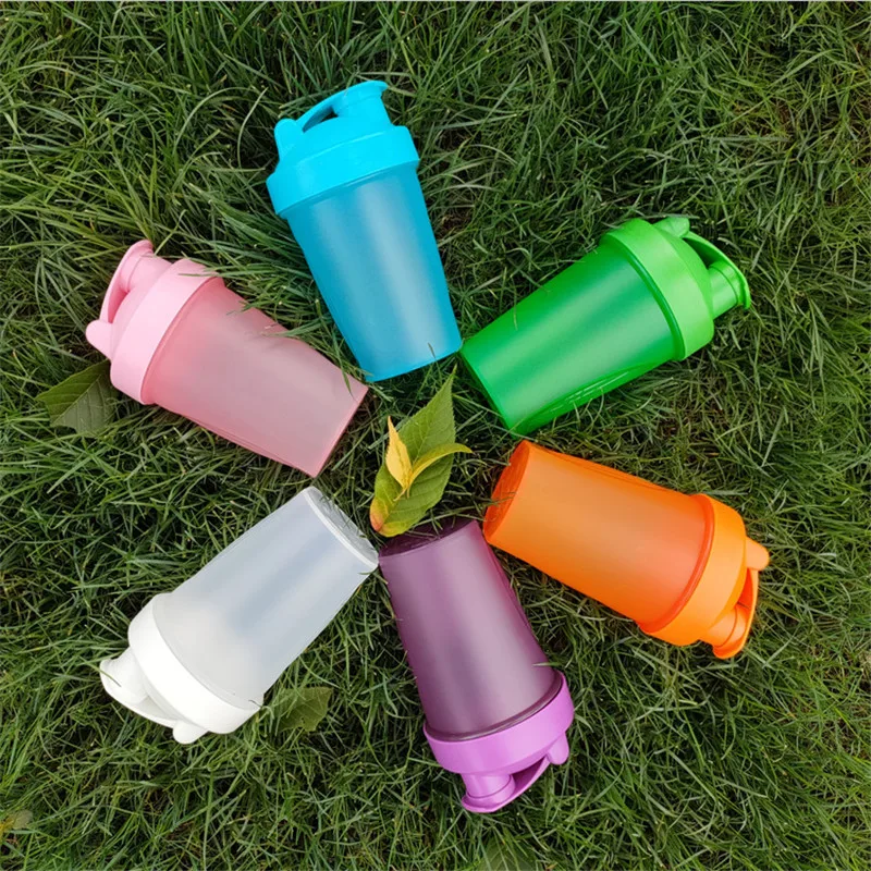 400ML/600ML Colorful Sport Shaker Bottle Whey Protein Powder Mixing Bottle Fitness Gym Shaker Outdoor Portable Plastic Drink Cup