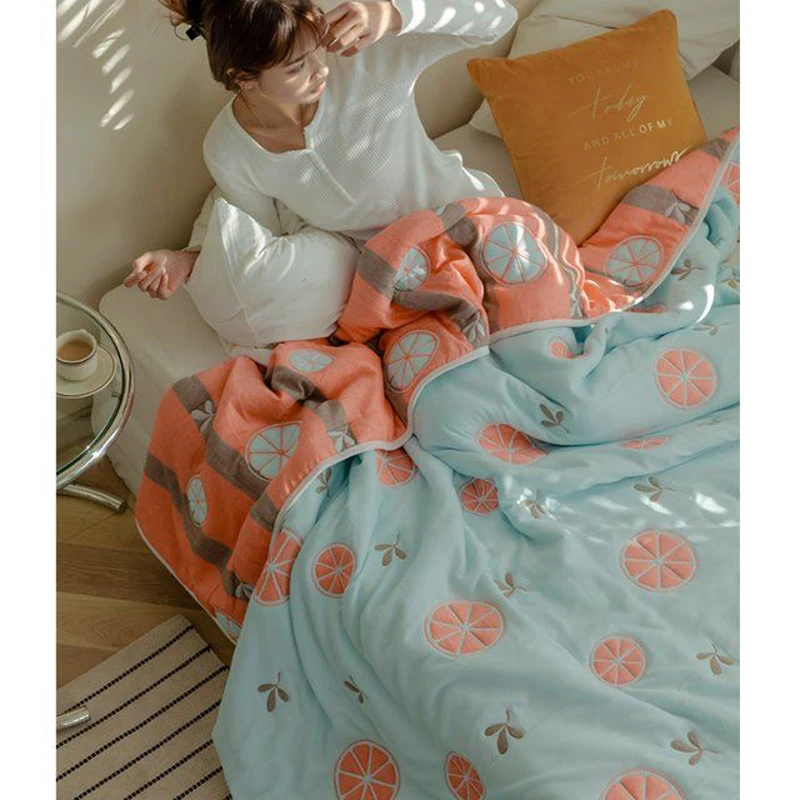 

Cotton Air-conditioned Quilt for Children, Cool Blanket, Single and Double Blanket, Baby and Children, 10 Layer Gauze, Summer