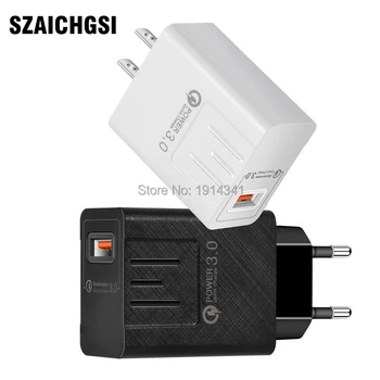 

100pcs/lot EU US plug QC3.0 USB Charger Quick Charge Fast Charger USB Wall Charging Power Adapter for mobile phone