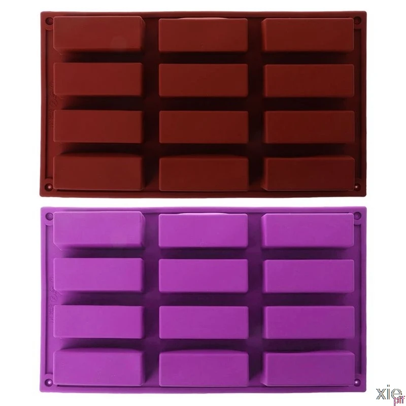 

12 Cavity Rectangle Silicone Soap Cake Mold Candy Baking Bakeware Mould Ice Cube Tray Handmade DIY