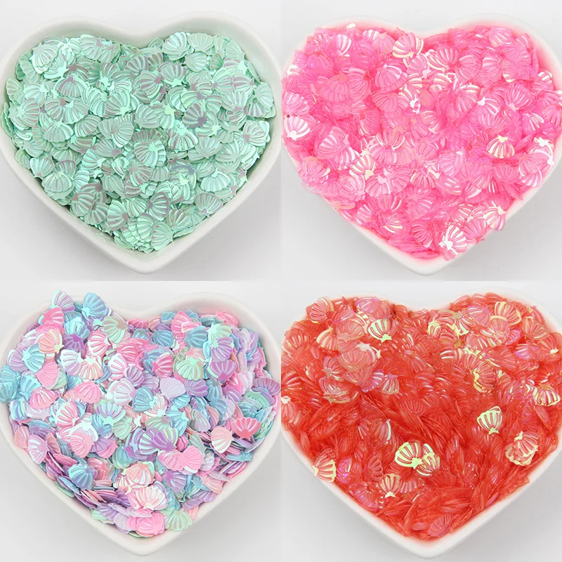 Shell Shape Sequins 7mm Pvc Loose Paillettes Colorful Transparent Paillette Glitter Nail Art Sequin For Crafts Decoration 10g