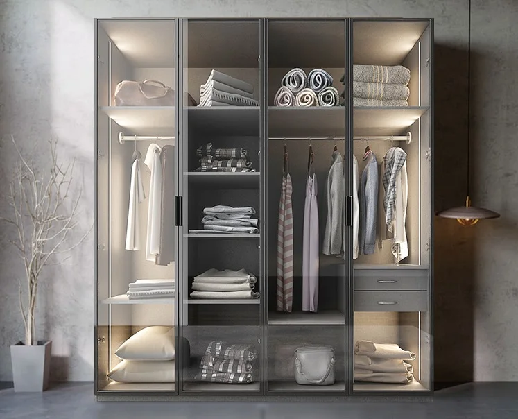 Bespoken Wardrobe with Glass Door Dress font b Closet b font Armoire of MDF Fiberboard