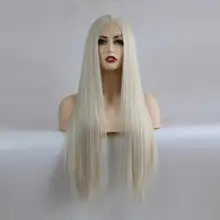 Зигзаг платиновый блондин парик прямой длинный синтетический парик на кружеве для женщин термостойкие волокна волос Средняя часть косплей парики